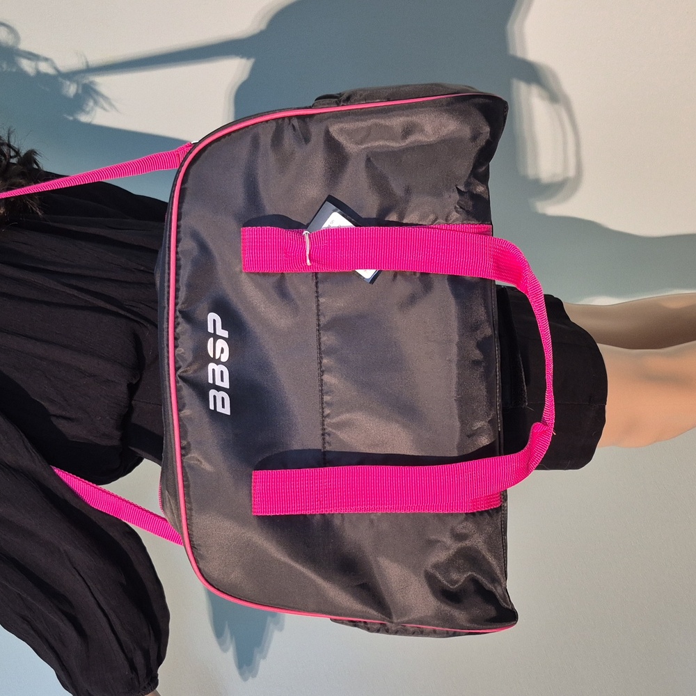 Bebe Sport Black and Pink Gym Bag with Towel NWT